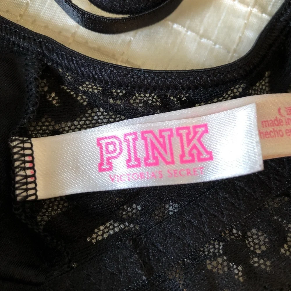 Romantic PINK Victoria Secret black lace bralette